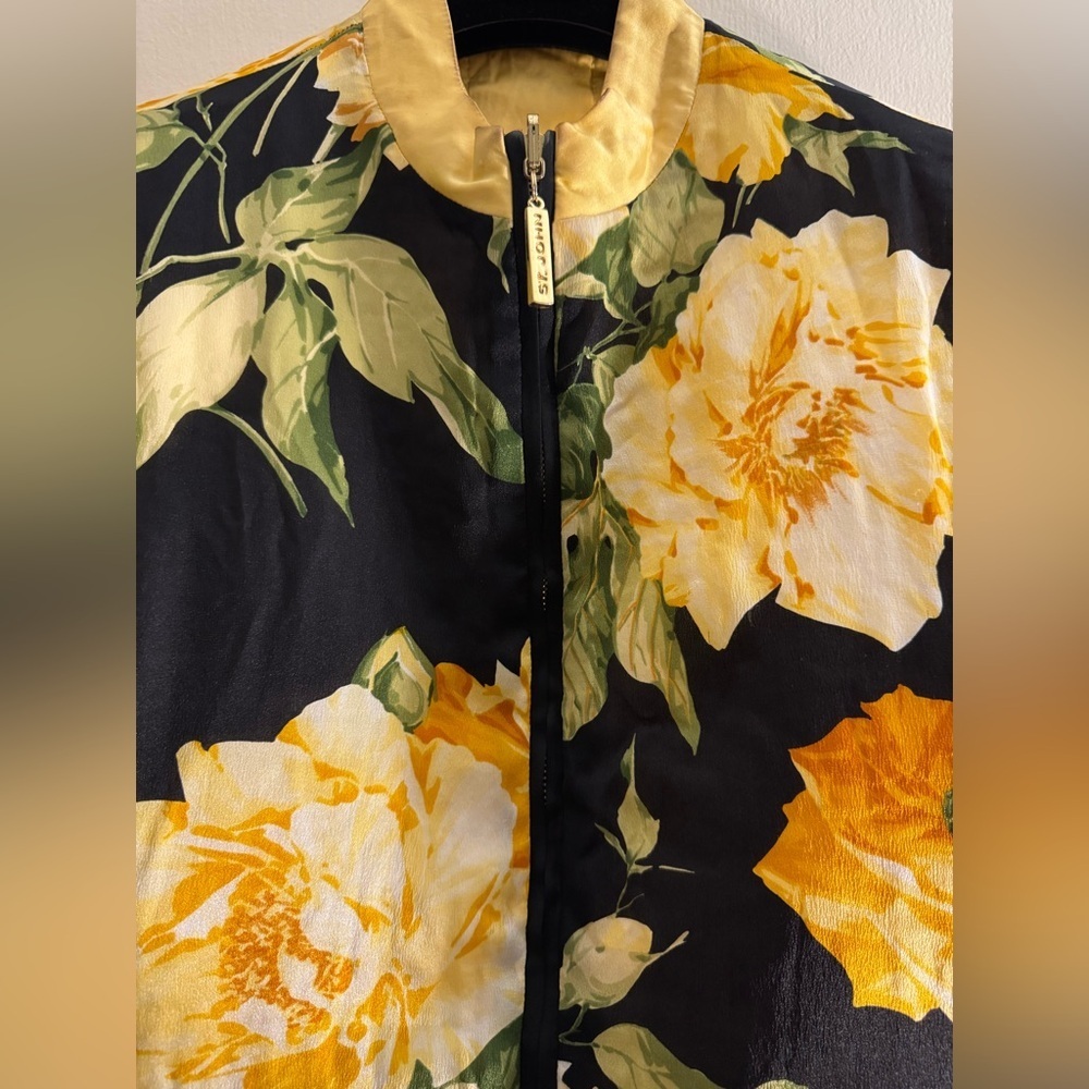 St. John Black Yellow Sport Floral Double Sided Vest Small - Picture 2 of 5